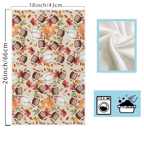Fall Football Pumpkin Dish Towels Set of 2 Home Decorations 18x26 Inch