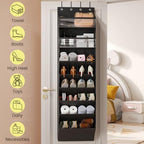 XL Clear Over the Door Shoe Organizer for Closet Fit 25 Pairs (Black 16-20 Pairs Clear Pockets / XL)