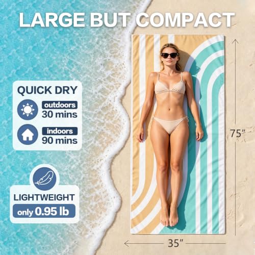 Beach Towel Backpack (1 Pack- Yellow Green / 75”x 35”)