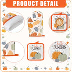 12 Pcs Fall Pumpkin Kitchen Decor Set 6 Towels 2 Kitchen Rugs (Multicolor / Multicolored Pumpkin)