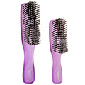 GION1 2PP Neon Purple Set of 2 Gentle Touch Detangler Hair Brush for Men and Women. Soft Bristles for Sensitive Scalp. Wet (Set / Purple)