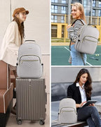 Laptop Backpack Purse for Women (Grey / 15.6-Inch)