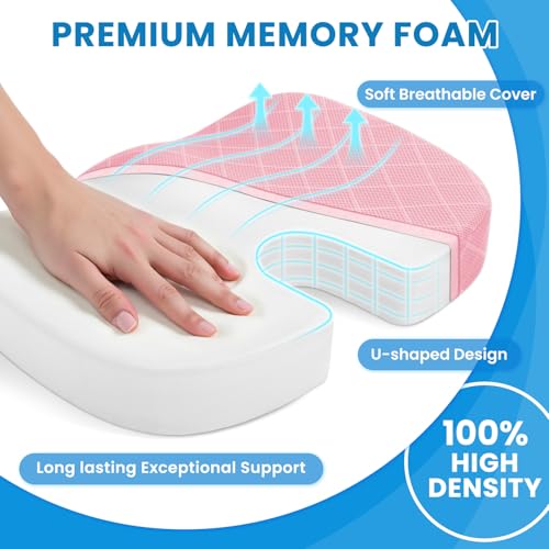 Seat Cushion Memory Foam Office Chair Cushion (X-Large / Pink)