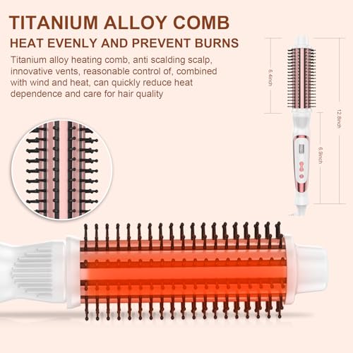 Thermal Brush 1.5 Inch Curling Iron Volumizing Heated Round Brush (White / 1.5 Inch)
