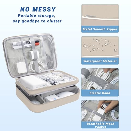 Electronics Organizer (One Size / E1-Three Layer-Beige)