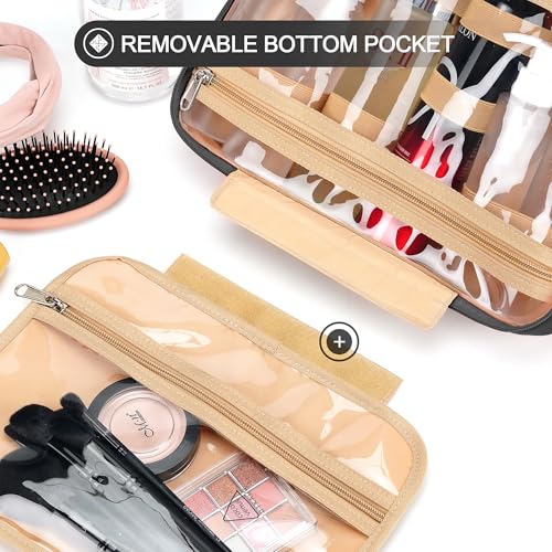 Travel Hanging Toiletry Bag for Women (Black / Large*1 + Leak Proofing Bottle Covers*8)