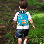 Toddler Backpack Leash with Anti Lost Wrist Link (Turquoise/Dino, Green Link)