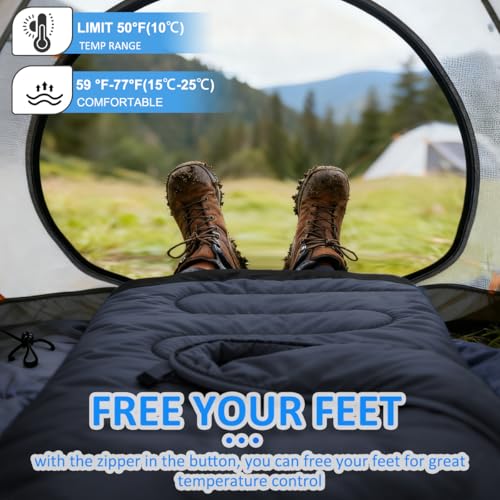 Camping Sleeping Bag (50-80°F Everyday 3 Season - Grey)