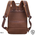 Angelo 17.3" Vintage Full Grain Leather Laptop Backpack for Men (Dark Brown)