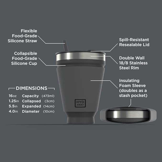 HYDAWAY 16oz Collapsible Tumbler - Image 4
