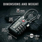 TSA Approved Luggage Locks with Search Alert Indicator (Black)