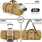 50L Duffle Bag for Men (Khaki / Large-50L)