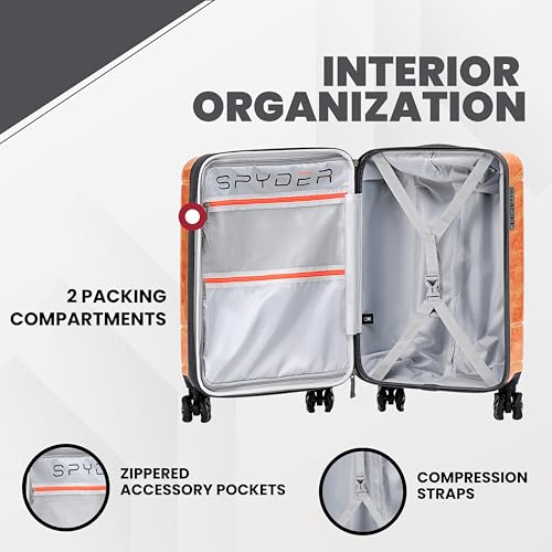 Matrix 29 Inch Large Luggage Expandable Hardside Upright Suitcase with 360° Spinner Wheels (Orange / Large Checked)