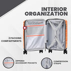 Matrix 29 Inch Large Luggage Expandable Hardside Upright Suitcase with 360° Spinner Wheels (Orange / Large Checked)