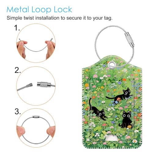 Luggage Tags Privacy Cover ID Label for Travel Bag Suitcase (Cat)