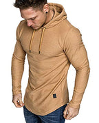 Mens Fashion Athletic Hoodies Sport Sweatshirt Solid Color Fleece Pullover Khaki 2XL (XX-Large / Khaki)