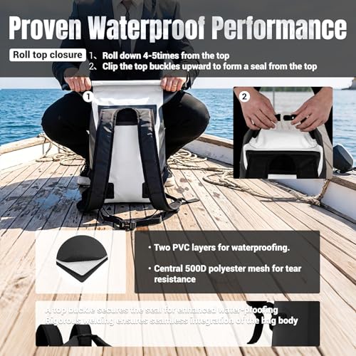 20L Waterproof Dry Bag Boating Backpack for Travel Hiking Camping Kayaking Hiking Swimming Floating Submersible Dry Bag bright white (20L / bright white)
