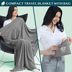 Travel Blanket Airplane Compact Pillow with Bag for Flights (Gray / 65 x 40 inches)
