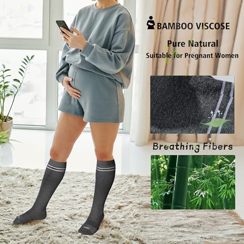 Viscose Made from Bamboo Compression Socks for Women&Men 20 (Medium / 4 Pair-grey)