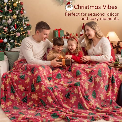Christmas Fleece Blanket Twin (Christmas Gingerbread / Twin(66" X 90"))