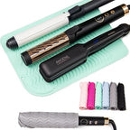 Travel Flat Iron Hair Straightener Large Pad Heat Mat for Curling Iron Silicone Sleeve Mat (Green)