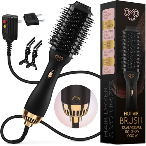 Manual Dual Voltage Blowout Hair Dryer Brush (Black - 60mm - Manual Dual Voltage)