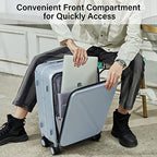 Wide Handle Luggage with Front Pocket Hardshell Aluminium Check In Suitcase with Wheels Medium 24 Inch Front Opening Checked Luggage with Spinner Wheels TSA Lock Airline Approved Luggage (Checked Medium 24 Inch / Grey)