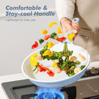 9.5Inch Nonstick Ceramic Frying Pan with Lid (Glacier Blue / 9.5 Inch)