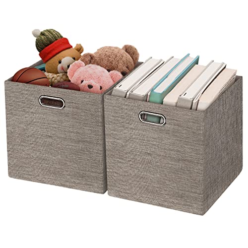 Foldable Storage Bins (13×13×13/2pcs / Coffee)