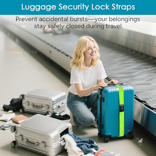 Heavy Duty Luggage Straps with TSA Lock (Fluorescent Green)