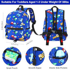 Toddler Backpack with Leash (Dark Blue/Truck, Blue Link)