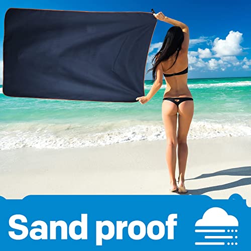 2 Pack Microfiber Camping Towels (Navy Blue / XXL: 72" x 32"+24" x 12")