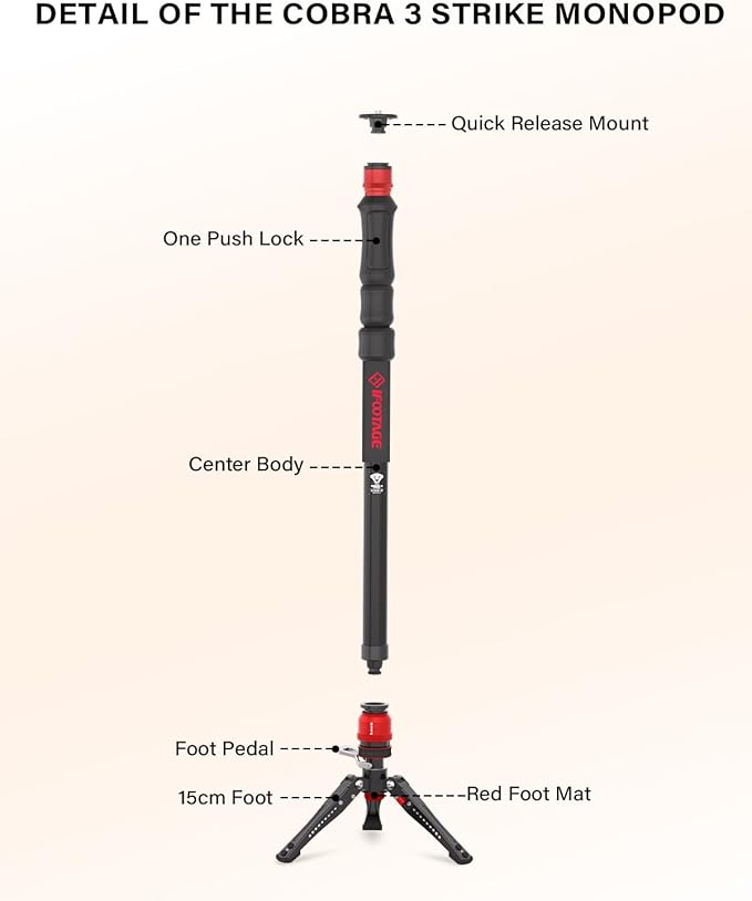 IFOOTAGE 59” Monopod with Feet, Cobra 3 Strike A150S, Professional Travel - Image 6