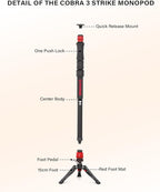 IFOOTAGE 59” Monopod with Feet, Cobra 3 Strike A150S, Professional Travel - Image 6