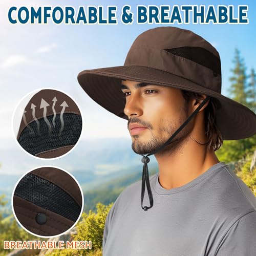 Sun Hats for Men Women Wide Brim Bucket Hat Brown (Brown (With Mesh))