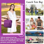 Purple Lunch Box for Women Insulated Lunch Bag Fits Bento Boxes (Large / A13: Violet)