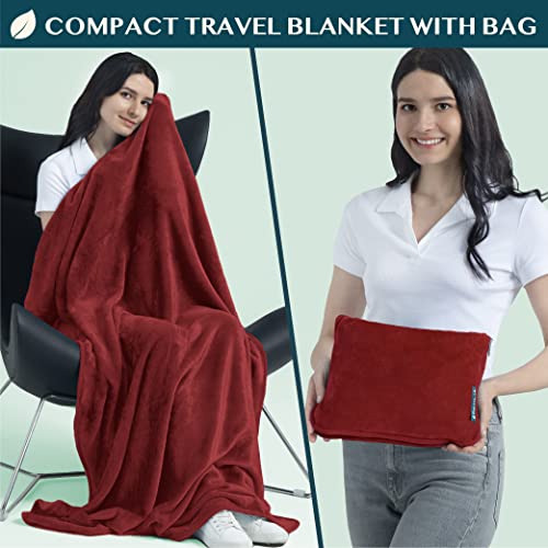Travel Blanket Pillow (Wine / 60 x 43 inches)
