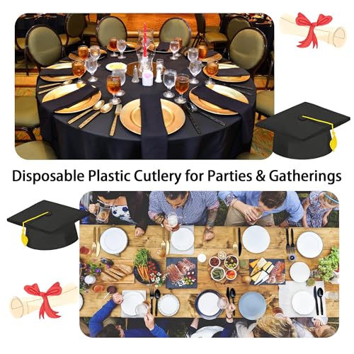 90 Pieces Black and Gold Plastic Cutlery Set (Black, Gold)