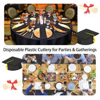 90 Pieces Black and Gold Plastic Cutlery Set (Black, Gold)