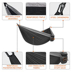 Camping Hammock (Black&gray / Double 118''L x 78''W)
