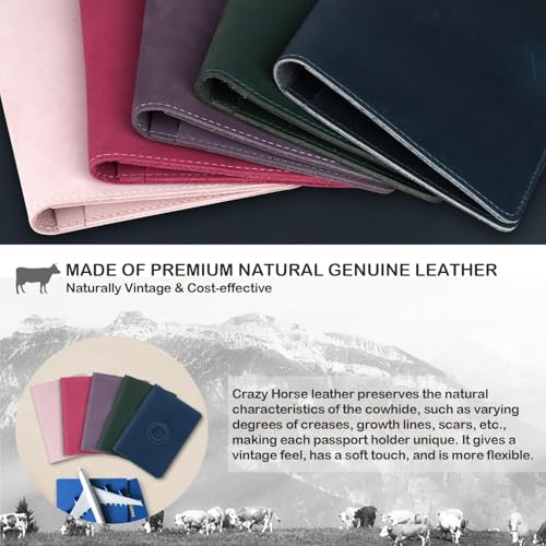Airtag Passport Holder for Women Men Travel (Rose Red / For Airtag(with Airtag Slot))