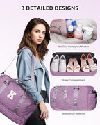 Women Duffle Bag with Shoe Compartment Travel Bags with Makeup Bag (Purple / E)