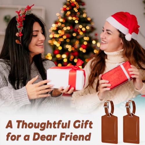 3 Pack Luggage Tags for Suitcases Airplane Travel Essentials (Yellowish Brown)