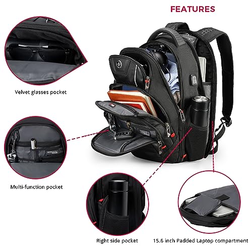 Design Travel Laptop Backpack for Men with TSA Friendly J14 (Black)