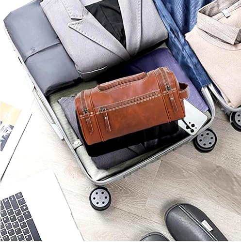 Leather Toiletry Bag for Men (Tan Brown / Men's Toiletry Bag)