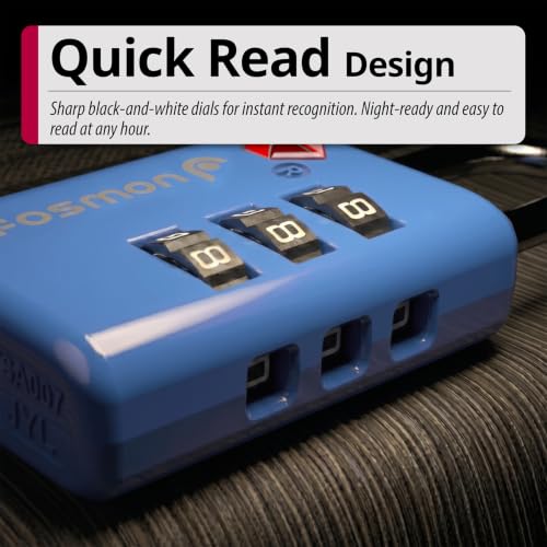 TSA Approved Locks for Luggage. Suitcase Locks with Open Alert Indicator (3 Digit Blue 2 Pack)
