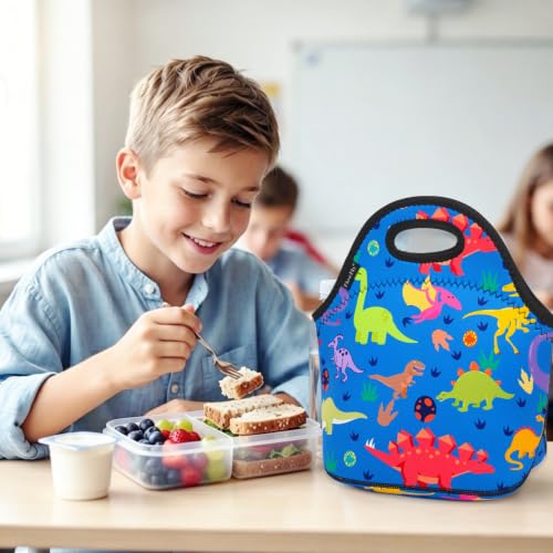 Neoprene Kids Lunch box Insulated Soft Bag Mini Cooler Thermal Meal Tote Kit for Boys (Dinosaur)