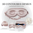 Adjustable 22 Momme 100% Pure Mulberry Silk Sleep Mask (Pink - Fruit Line Art / 1 Count (Pack of 1))