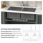 36 Double Bowl Kitchen Sink Undermount 16 Gauge Stainless Steel (Stainless Steel / 36''x19''-50/50)