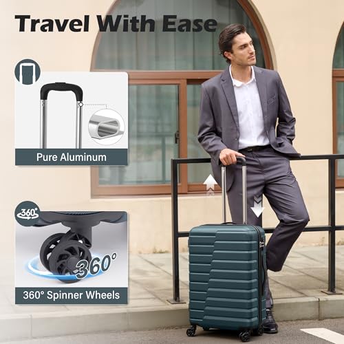 Lightweight Luggage with TSA Lock (Medium(24in) / Teal Blue)